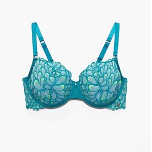 🆕 Savage X Fenty Green Multi Unlined Balconette Bra - Size: 34B